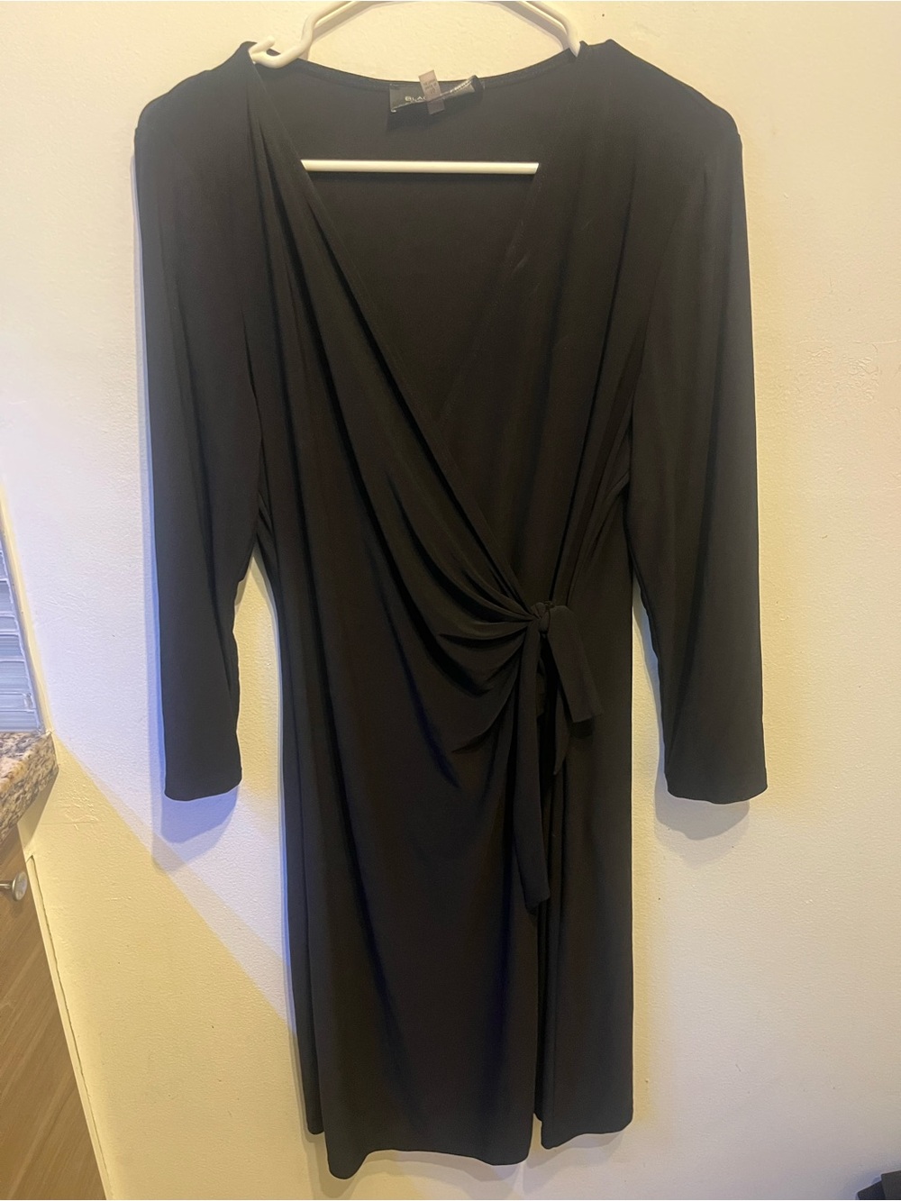 Evan Picone Black Long-Sleeve Wrap Dress